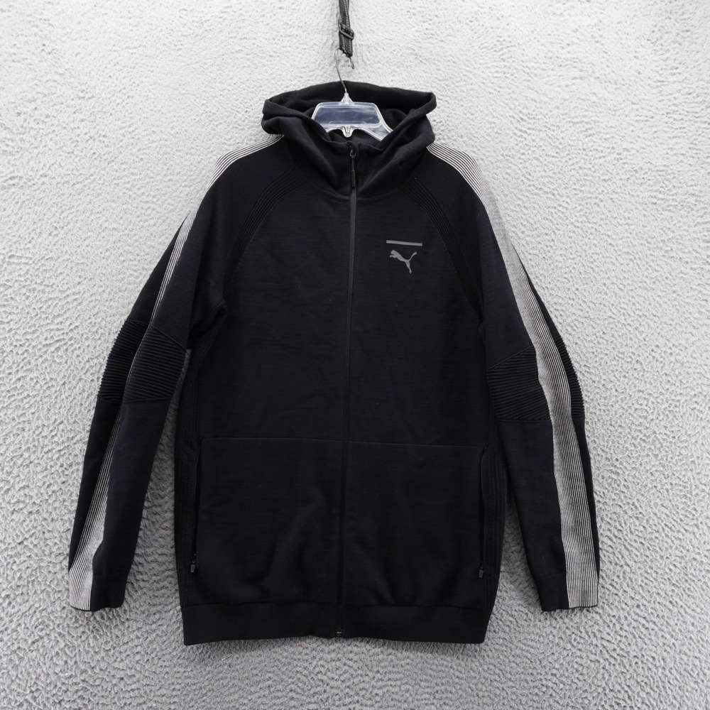 Puma Evolution evoKnit Full Zip Hoodie Sweatshirt Size Large Black Mens Athletic